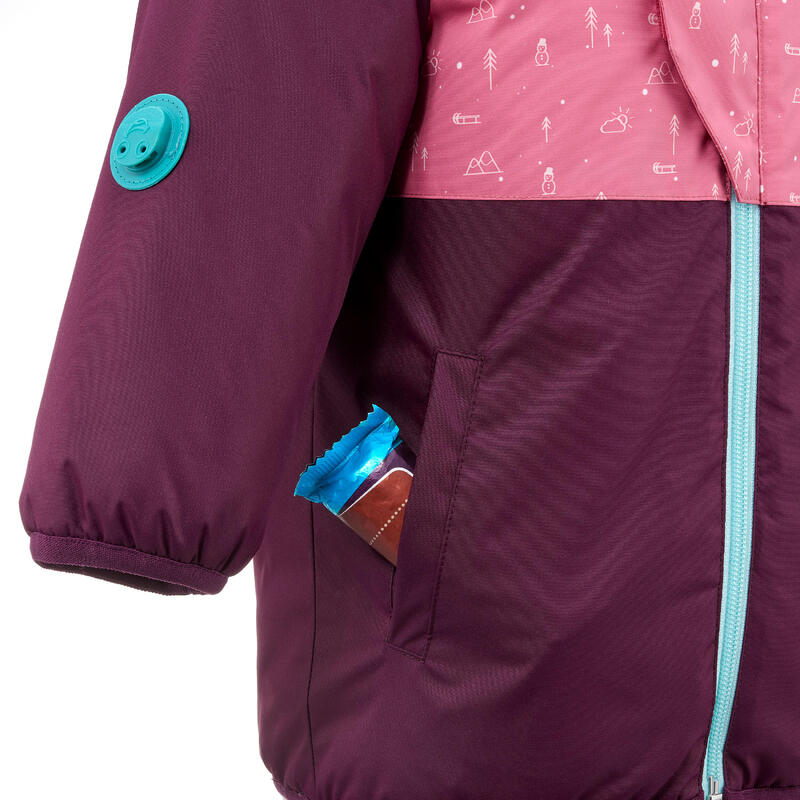 Casaco de ski bebé - 500 WARM LUGIKLIP violeta e rosa