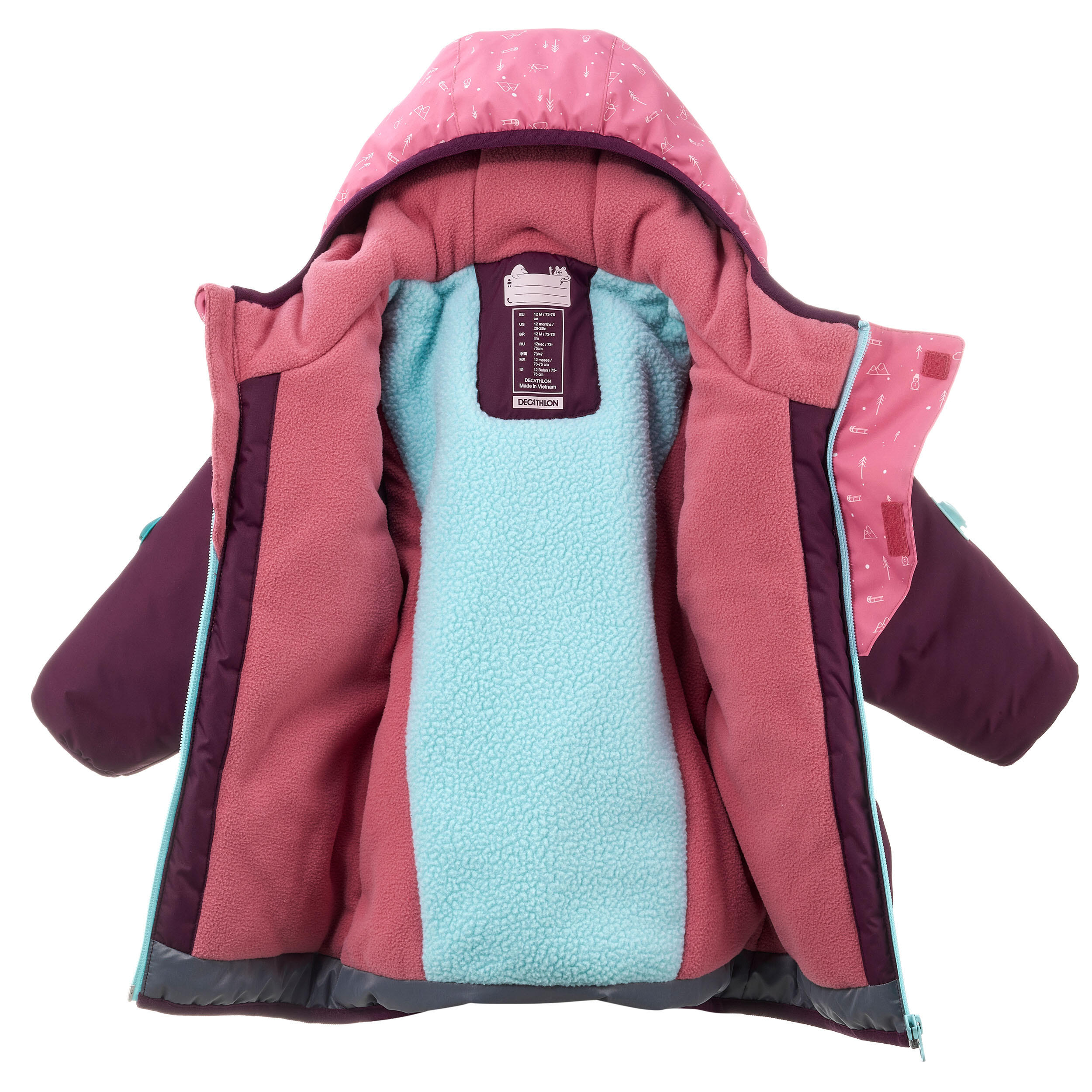 Kids' Waterproof Winter Jacket - Warm 500 Purple - WEDZE