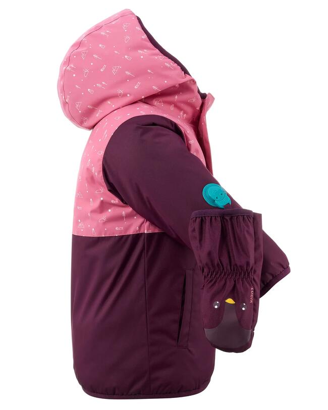 Ski-jack voor baby's warm Lugiklip - paars en roze