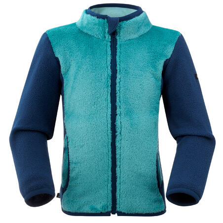 Куртка флисовая для катания на лыжах/санках для детей бирюзово-синяя MIDWARM