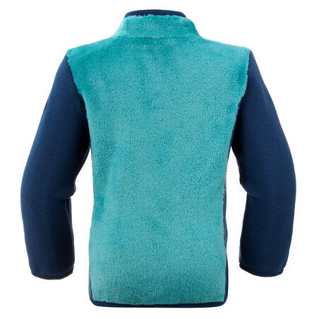 Куртка флисовая для катания на лыжах/санках для детей бирюзово-синяя MIDWARM
