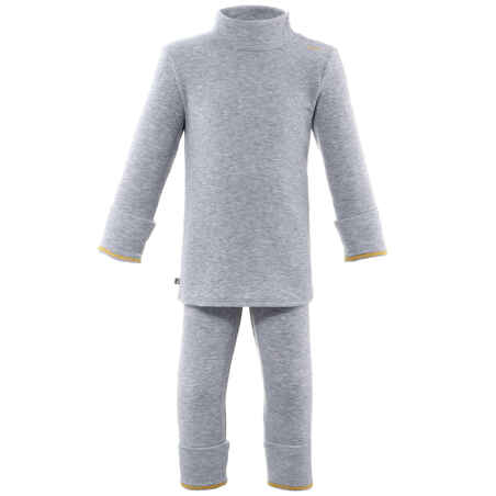 Pantalón térmico interior de esquí y nieve Bebés 1-3 años Wedze Warm gris