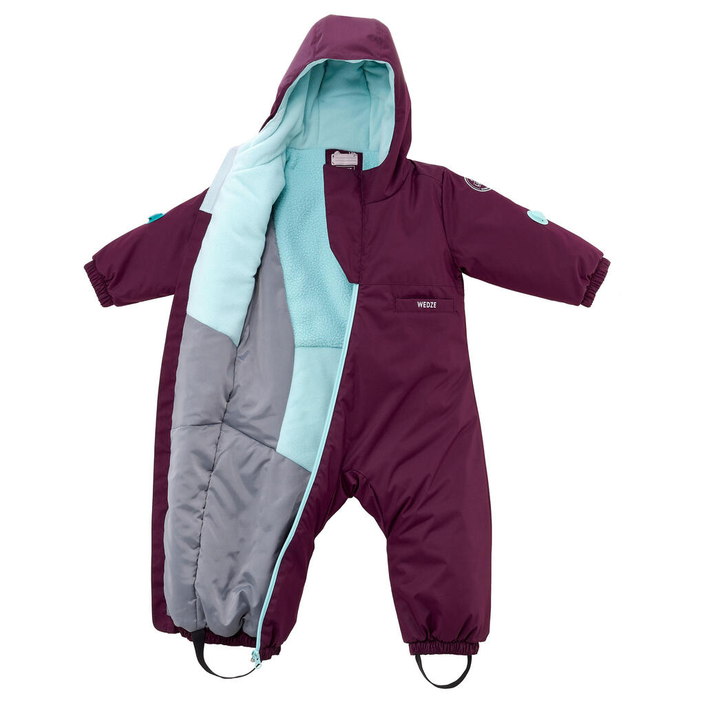 Schneeanzug Skianzug Baby - 500 Warm Lugiklip grau mit Print