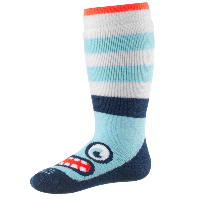 Chaussettes hautes chaudes ajouré latéral bleu bebé