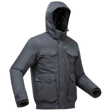 Črna moška vodoodporna zimska pohodniška jakna SH500