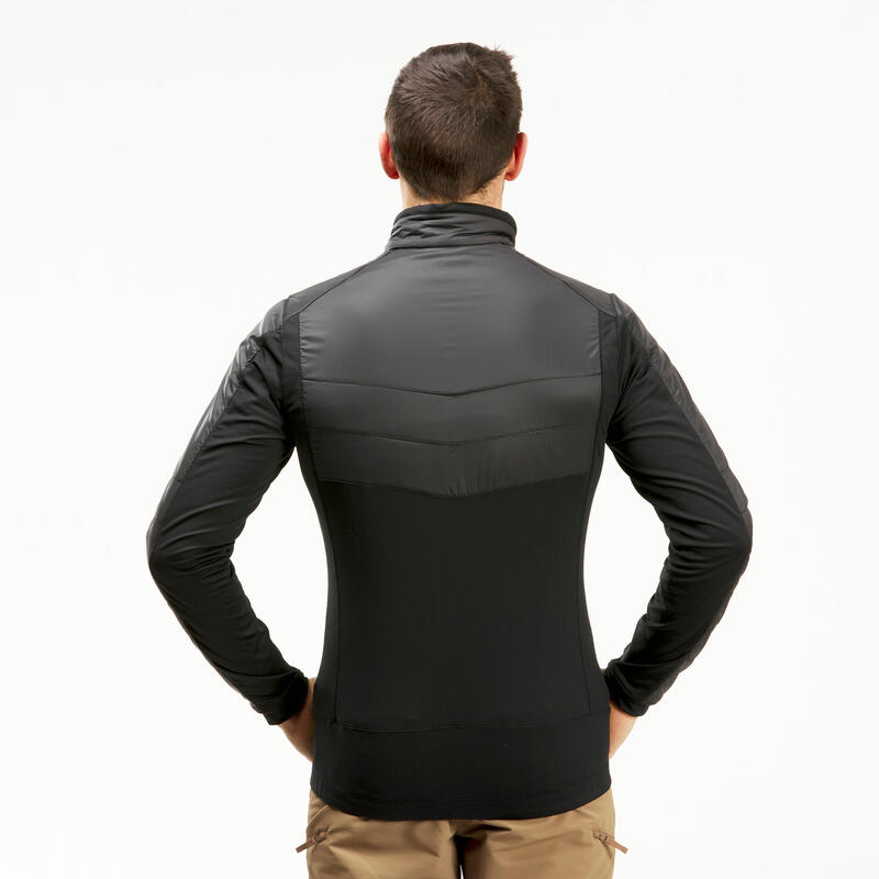 Polaire de randonnée hybride chaude homme, MH900 Mountain noir