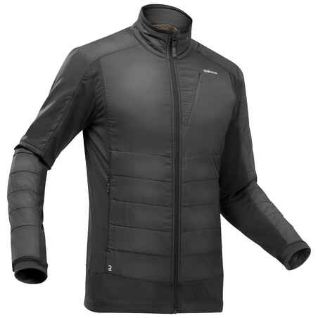 Črna moška topla hibridna pohodniška jakna iz flisa SH900 