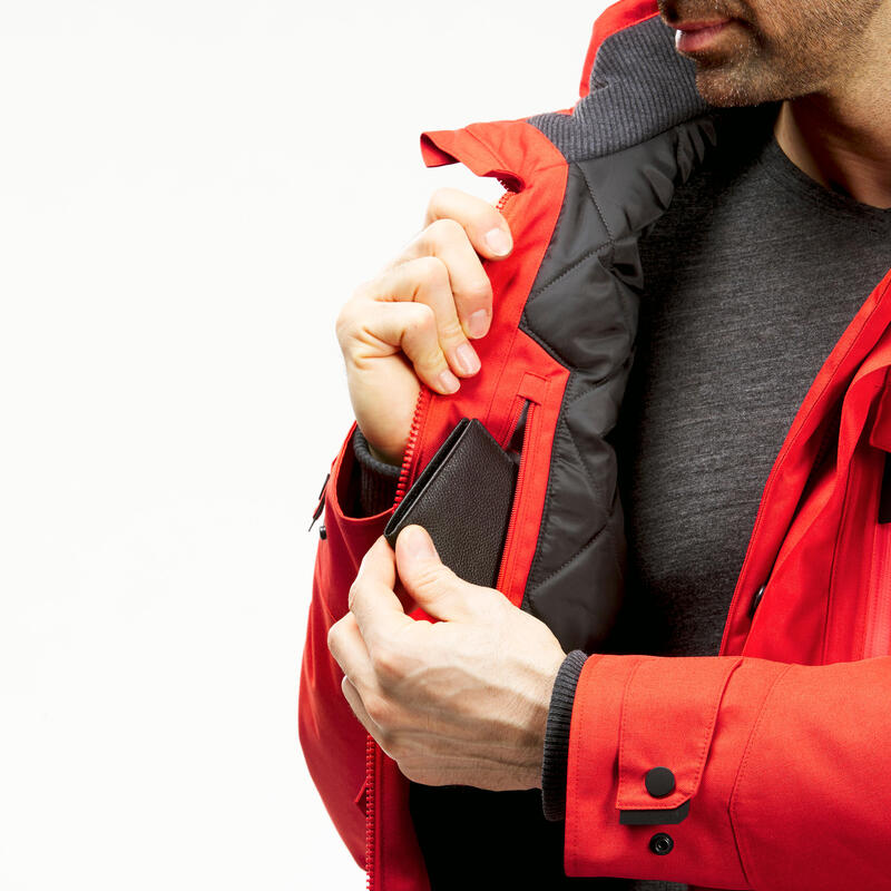 Abrigo de montaña y trekking impermeable Hombre Quechua SH100 X-warm rojo