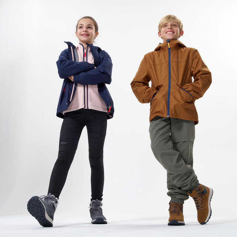 兒童保暖防水綁帶皮革登山健行鞋 SH100 Warm 2.5 - 5 號