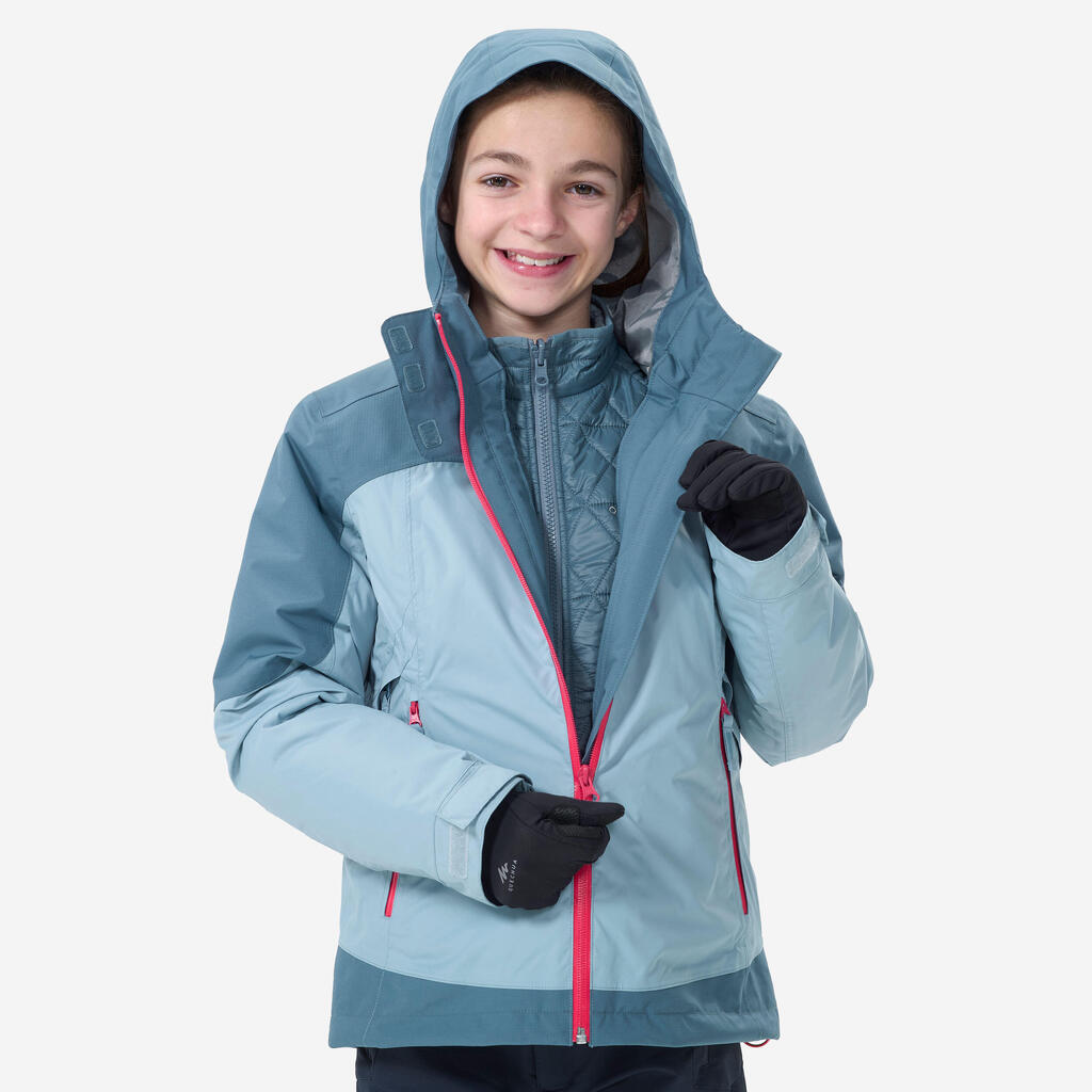 KIDS’ 3-IN-1 WATERPROOF AND WARM HIKING JACKET - SH500 X-WARM - 7-15 YEARS