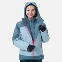 3-in-1-Jacke Winterwandern SH500 X-Warm wasserdicht -16 °C Kinder 122–170 eisblau 