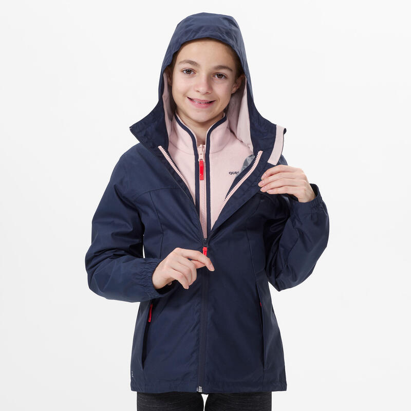 Dívčí turistická nepromokavá zimní bunda 3v1 SH 100
