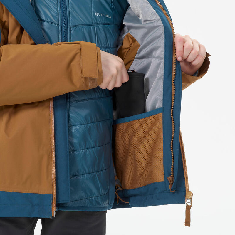 VESTE HIVER 3en1 IMPERMÉABLE DE RANDONNÉE - SH500 X-WARM -8°C - ENFANT 7-15 ANS