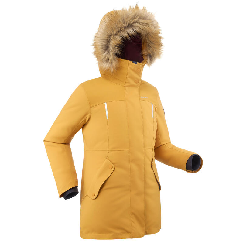 Gyerek kabát téli túrázáshoz SH500 Ultra-Warm, vízhatlan, 7-15 éveseknek, -17 °C-ig, okkersárga 