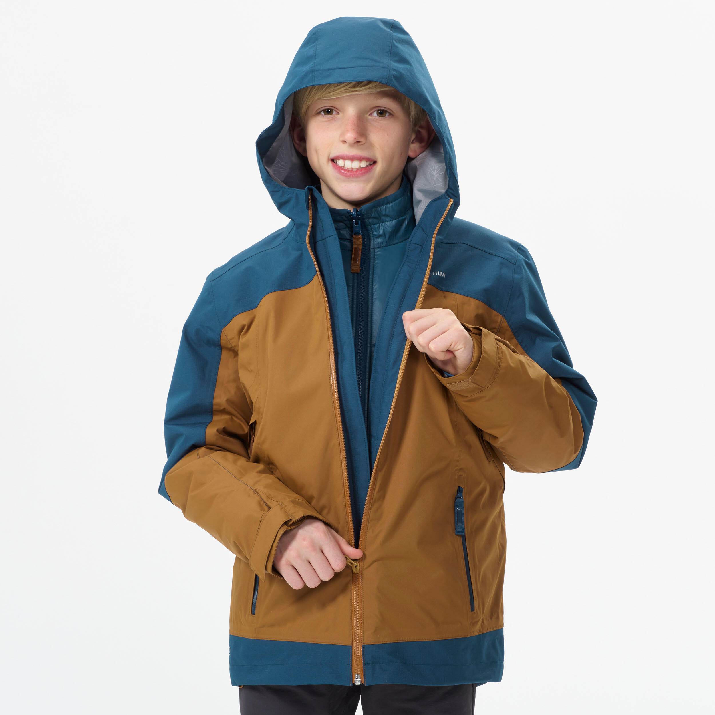 KIDS’ 3-in-1 WATERPROOF HIKING JACKET - SH500 X-WARM -8°C - AGES 7-15 2/11