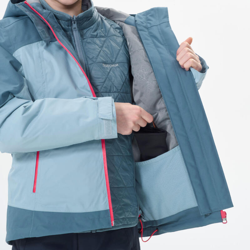 VESTE 3en1 CHAUDE ET IMPERMÉABLE RANDONNÉE -SH500 MTN -10°C - ENFANT 7-15 ANS