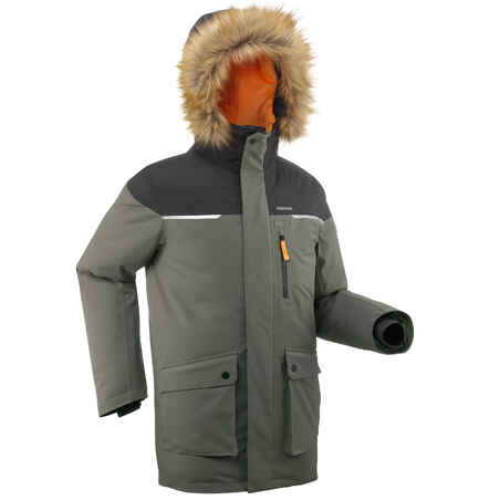 Parka Winterwandern SH500 Ultra-Warm -19 °C wasserdicht Kinder Gr. 122–170 khaki