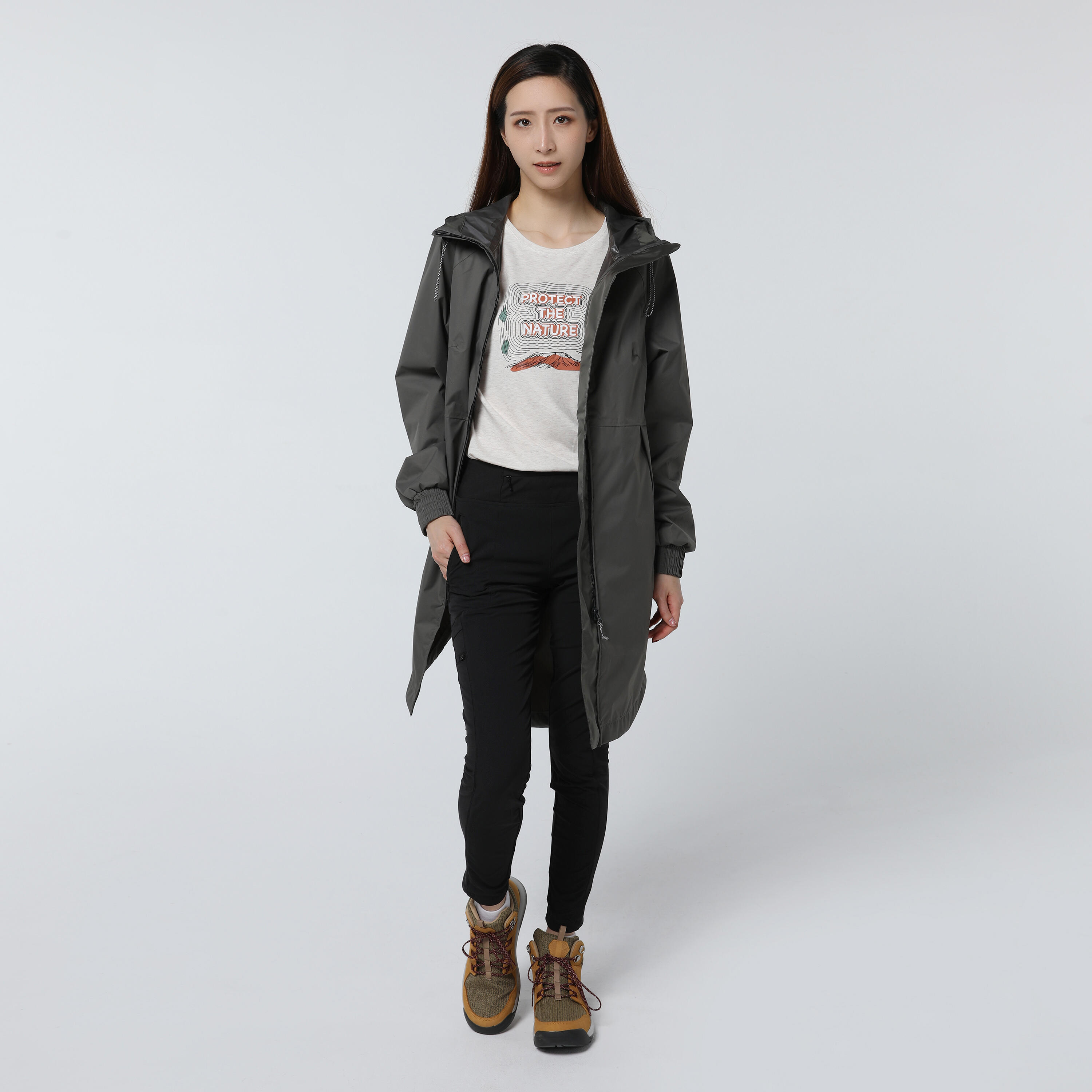 Women’s Waterproof Hiking Jacket, Raincut Long - QUECHUA