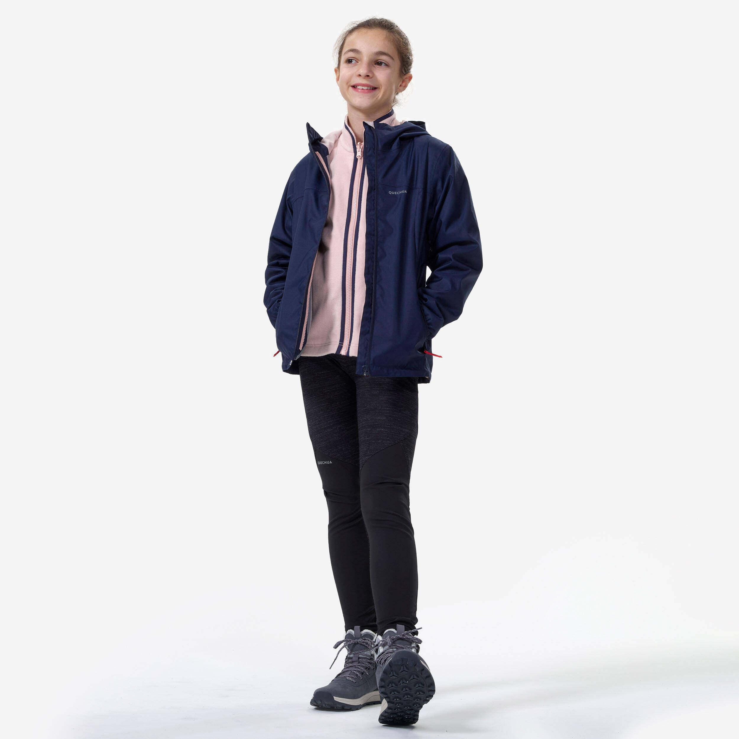 KIDS’ WARM AND WATERPROOF 3-in-1 HIKING JACKET - SH100 -0.5°C - 7-15 YEARS -  2