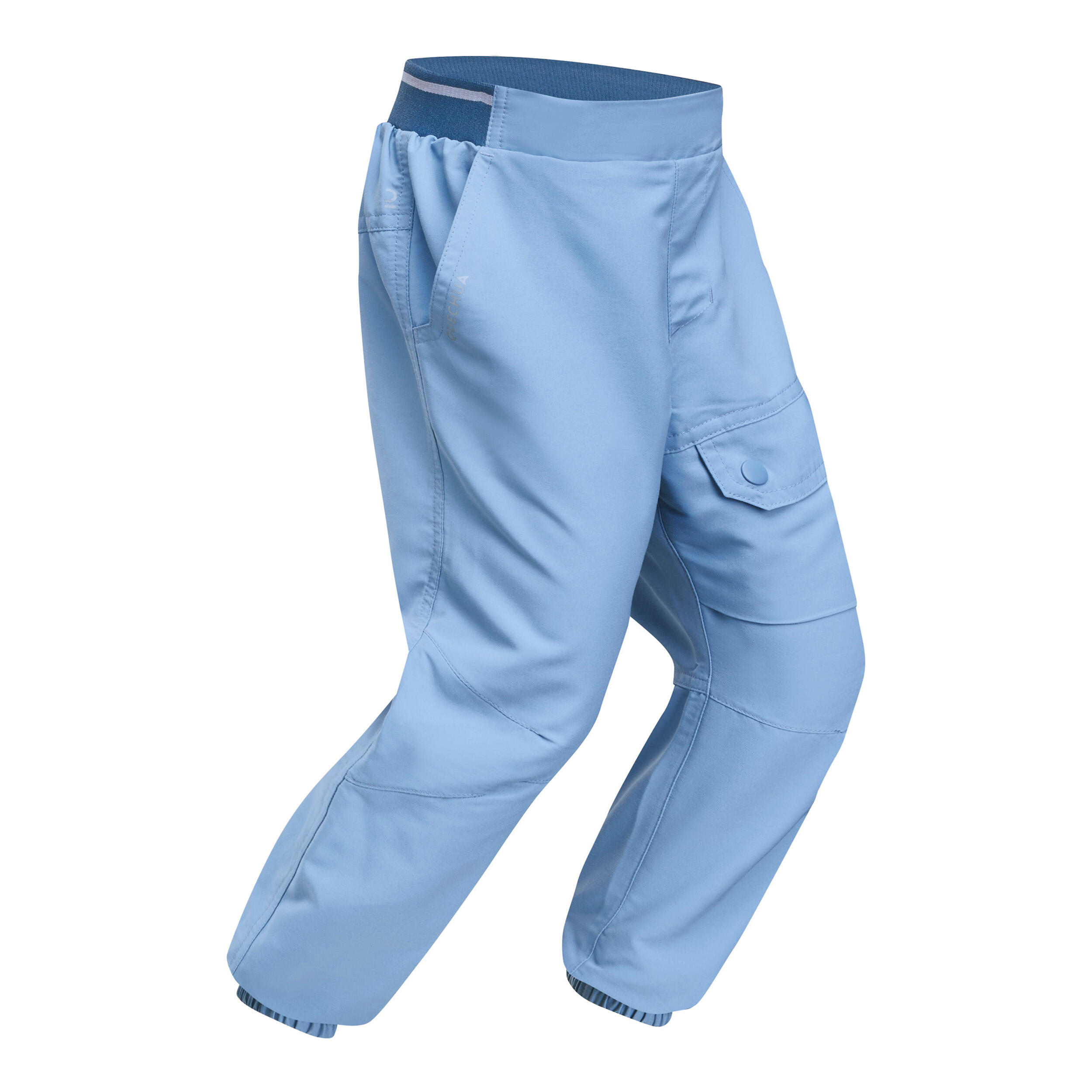 Kids’ Softshell Pants - SH 100 Blue - Faded denim - Quechua - Decathlon
