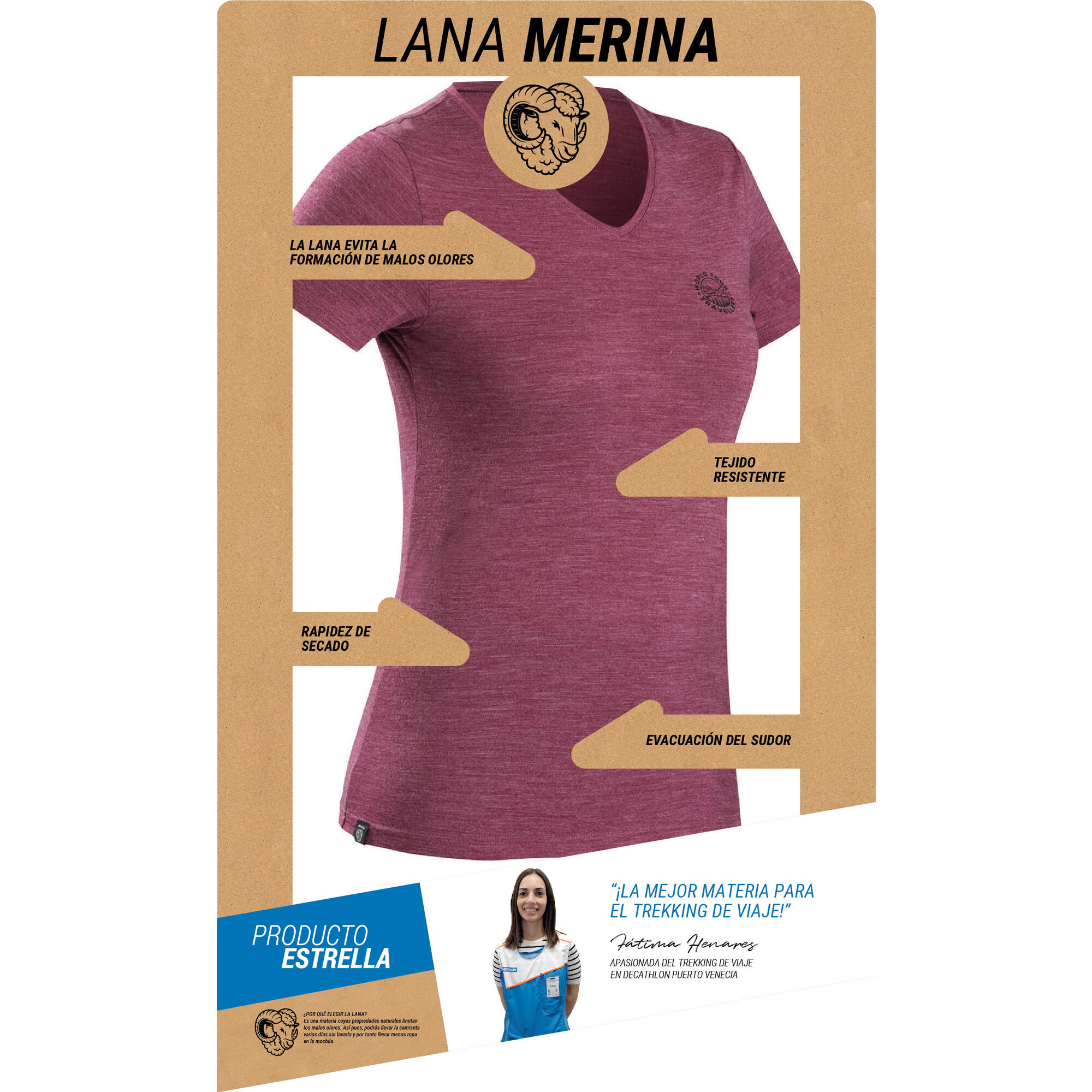 Women’s Hiking T-Shirt - Travel 100 Purple - SIMOND