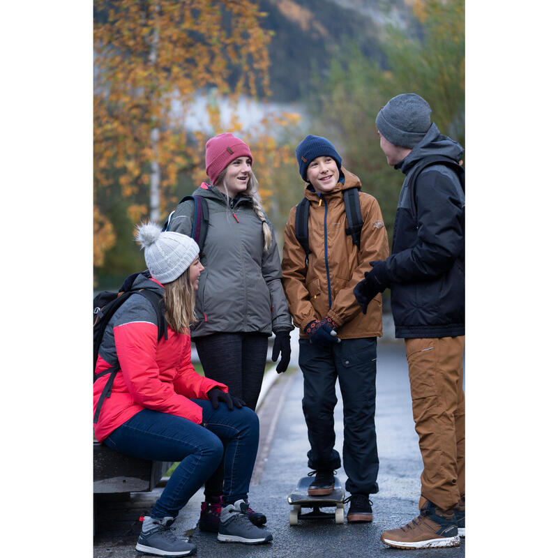 Dětské turistické nepromokavé kožené zimní boty na šněrování SH 500