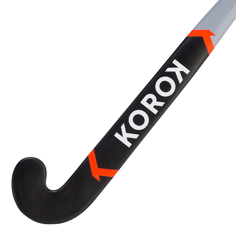 Hockeystick voor junioren mid bow glasvezel FH500 grijs/roze