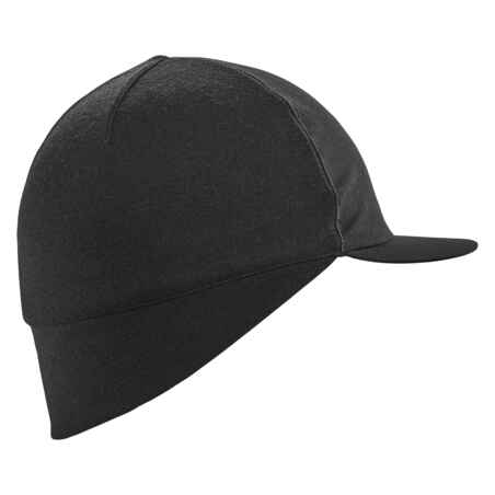 Merinosų vilnos dviratininko kepuraitė, juoda