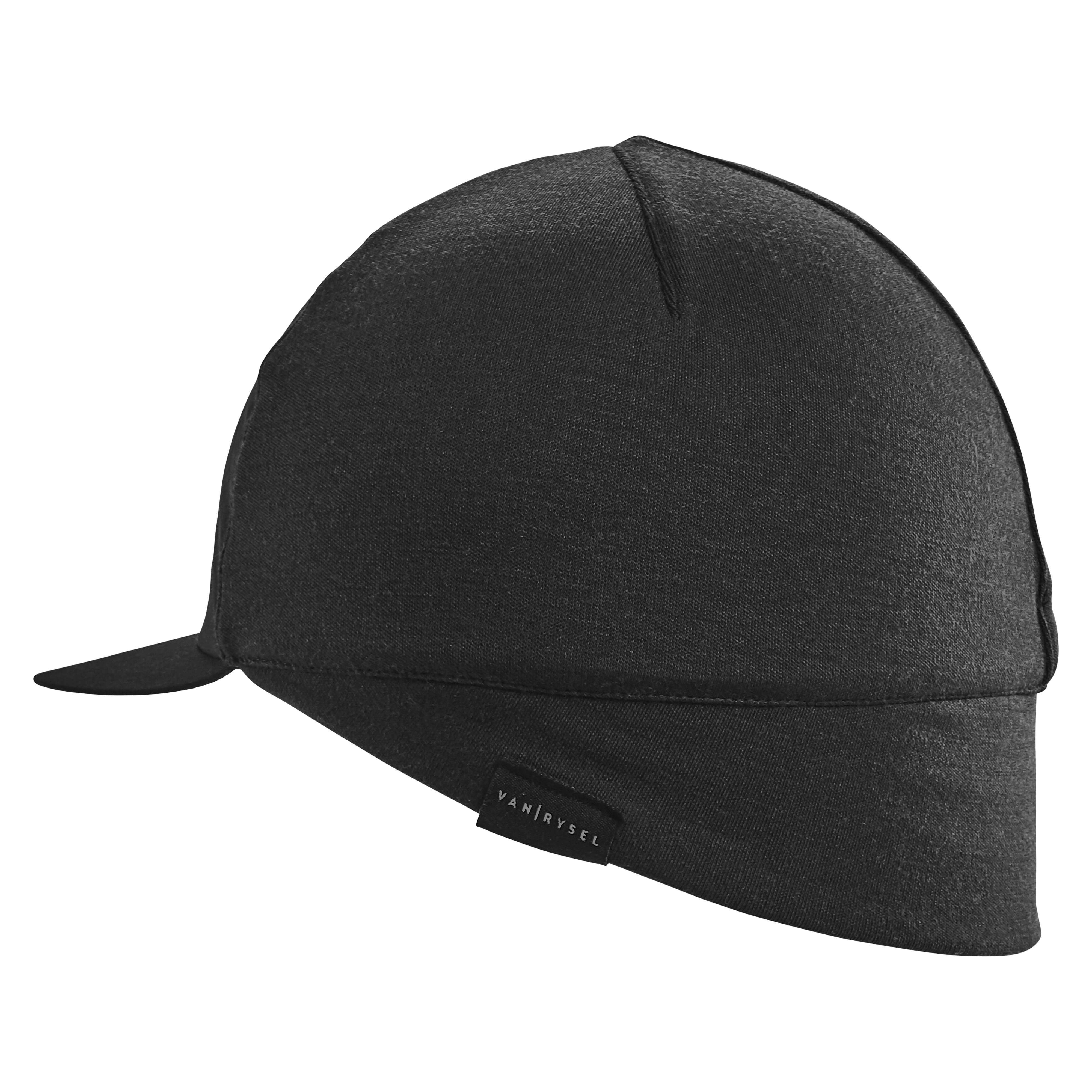 BLACK MERINO WOOL ROAD CYCLING CAP