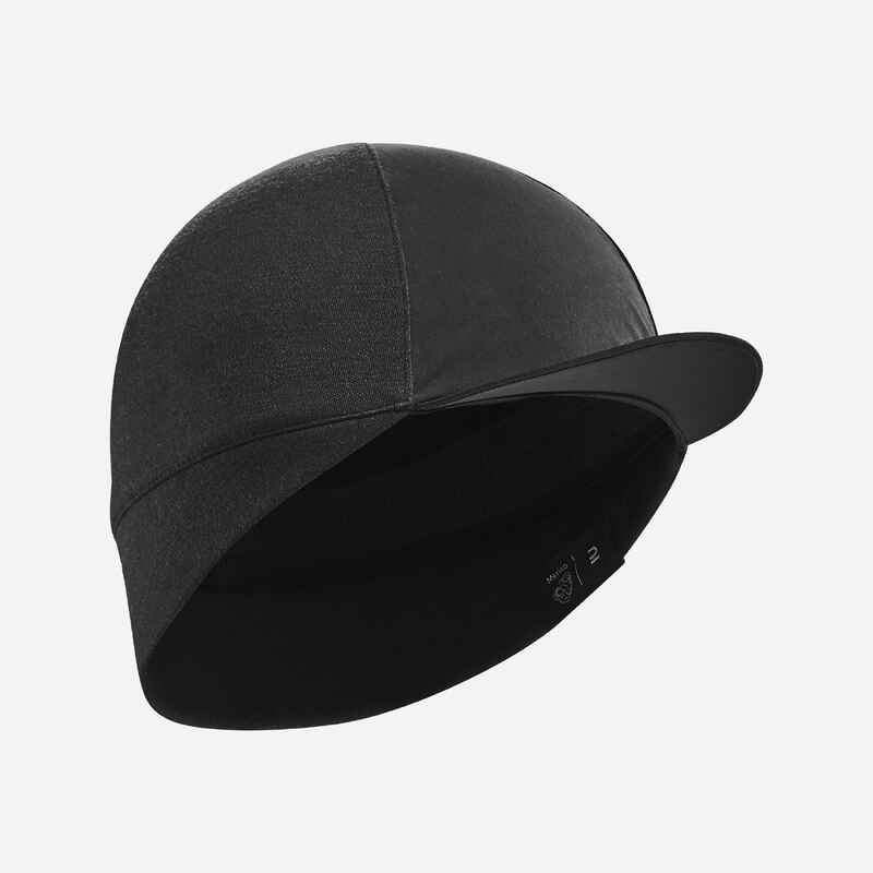 Merino Wool Road Cycling Cap - Black