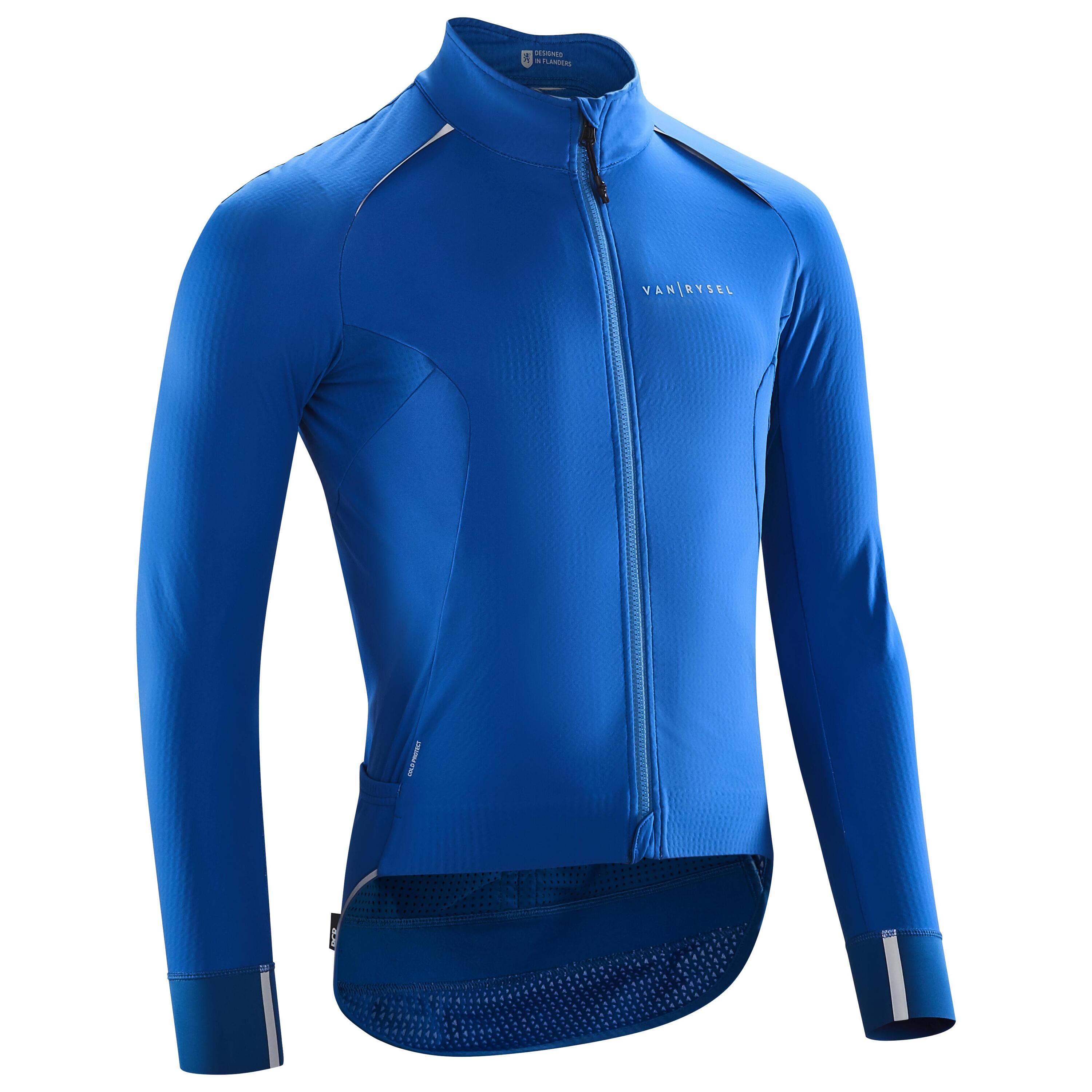 VAN RYSEL Men's Long-Sleeved Road Cycling Winter Jacket Racer - Electric Blue