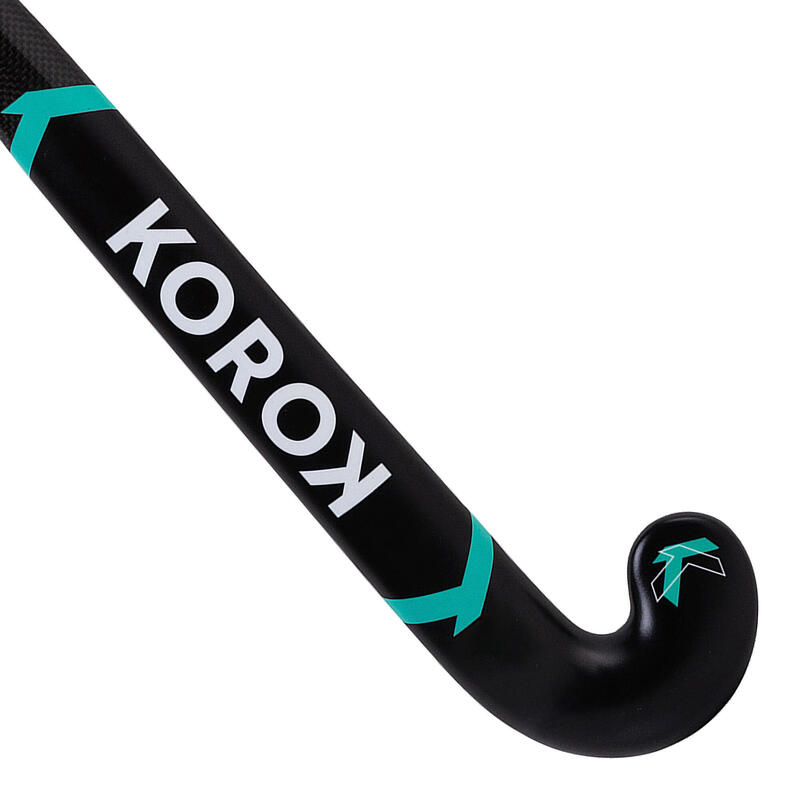Stick de hockey ado 20% carbone mid bow FH920 noir turquoise