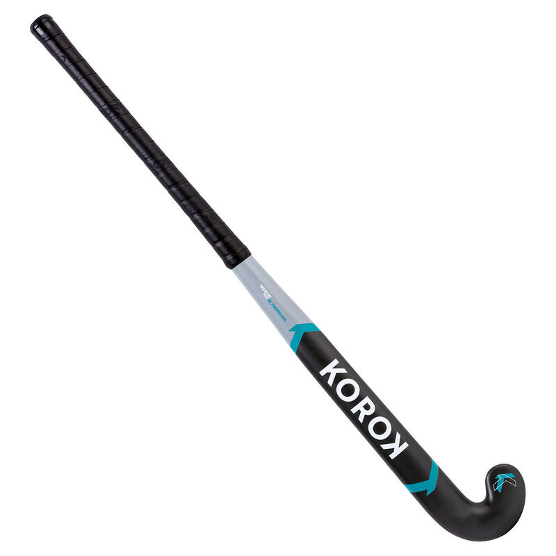 Hockeystick voor junioren mid bow glasvezel FH500 grijs/turquoise