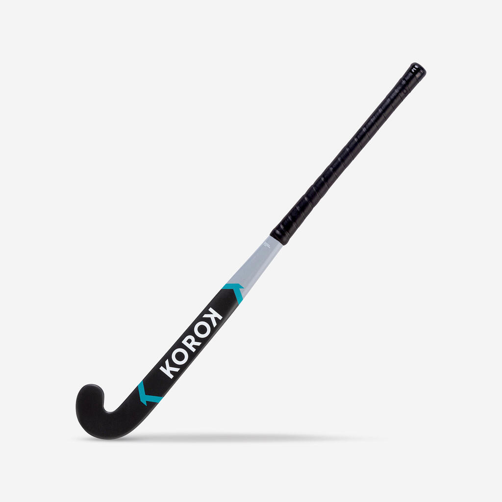 Kids' Fibreglass Mid Bow Field Hockey Stick FH500 - Grey/Turquoise