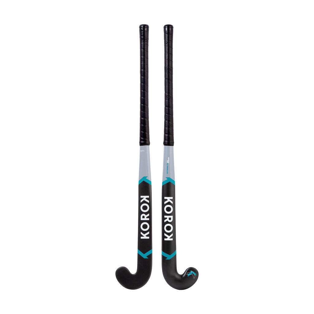 Kids' Fibreglass Mid Bow Field Hockey Stick FH500 - Grey/Turquoise