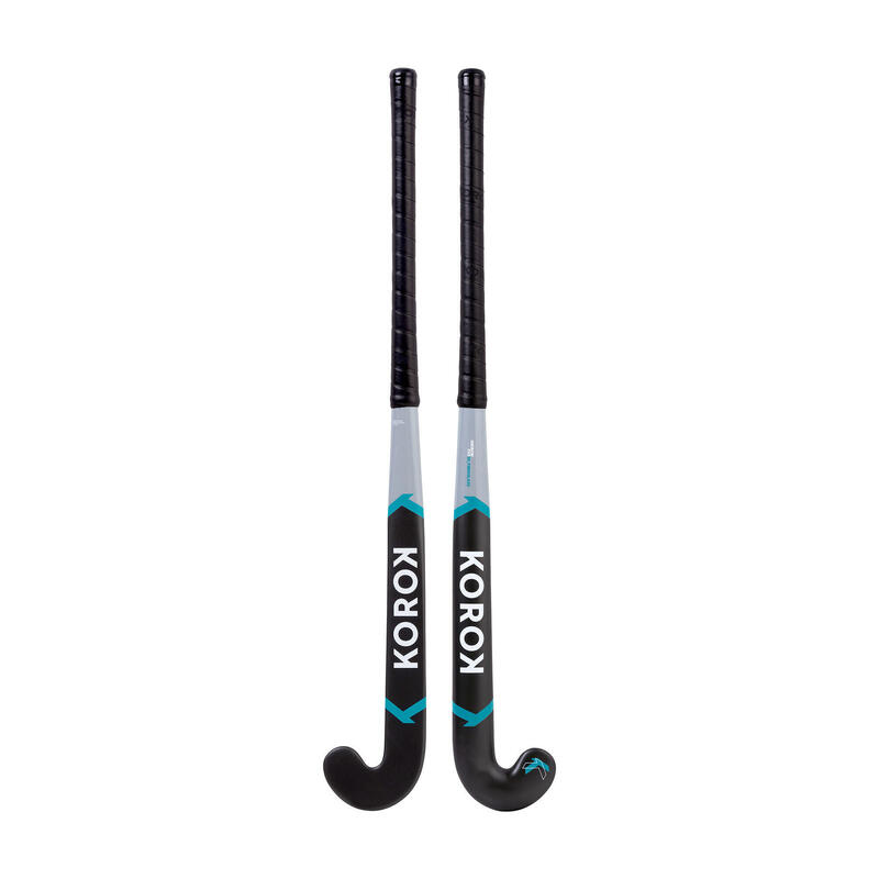 Hockeystick voor junioren mid bow glasvezel FH500 grijs/turquoise