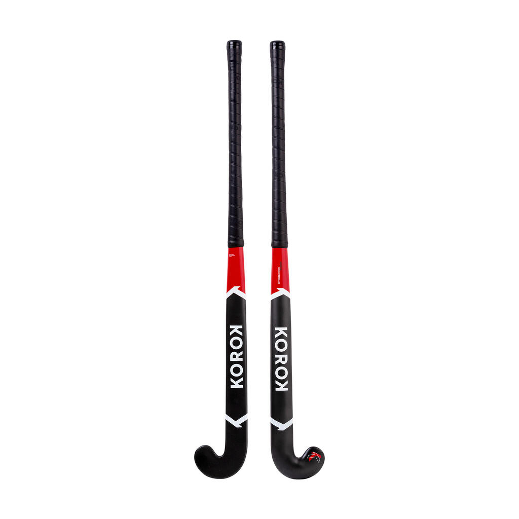Feldhockeyschläger Damen/Herren Einsteiger Glasfaser Mid Bow FH100 schwarz/weiss