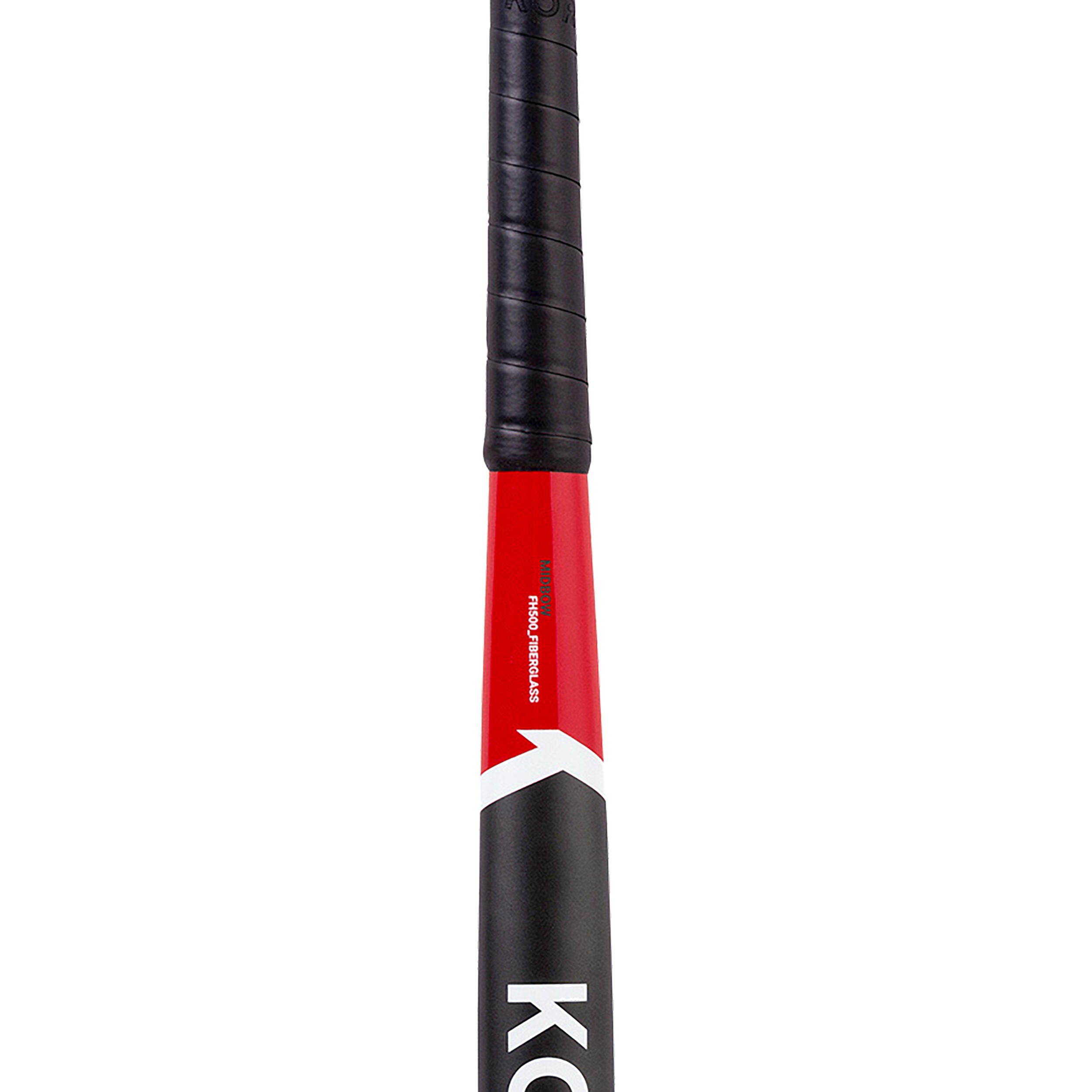 Adult Beginner Mid Bow Fibreglass Field Hockey Stick FH500 - Red 9/10