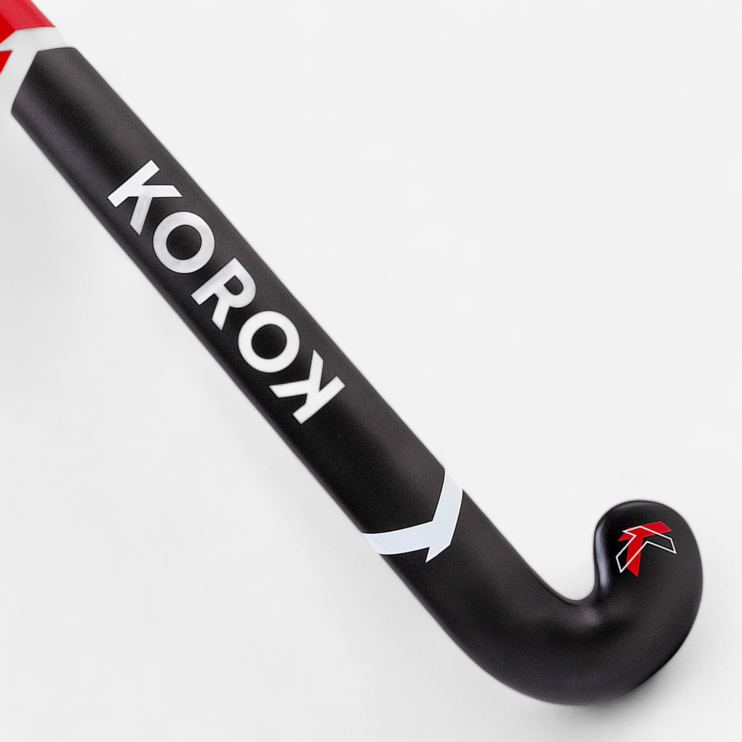 Adult Beginner Mid Bow Fibreglass Field Hockey Stick FH500 Red