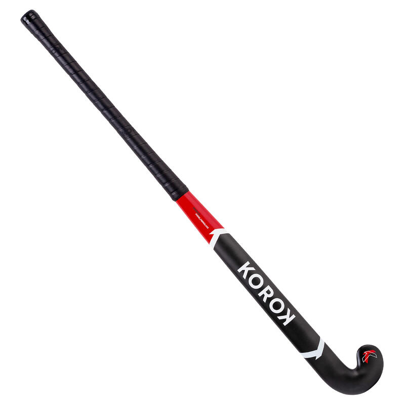 Stick de hockey sur gazon adulte débutant fibre de verre midbow FH500 rouge