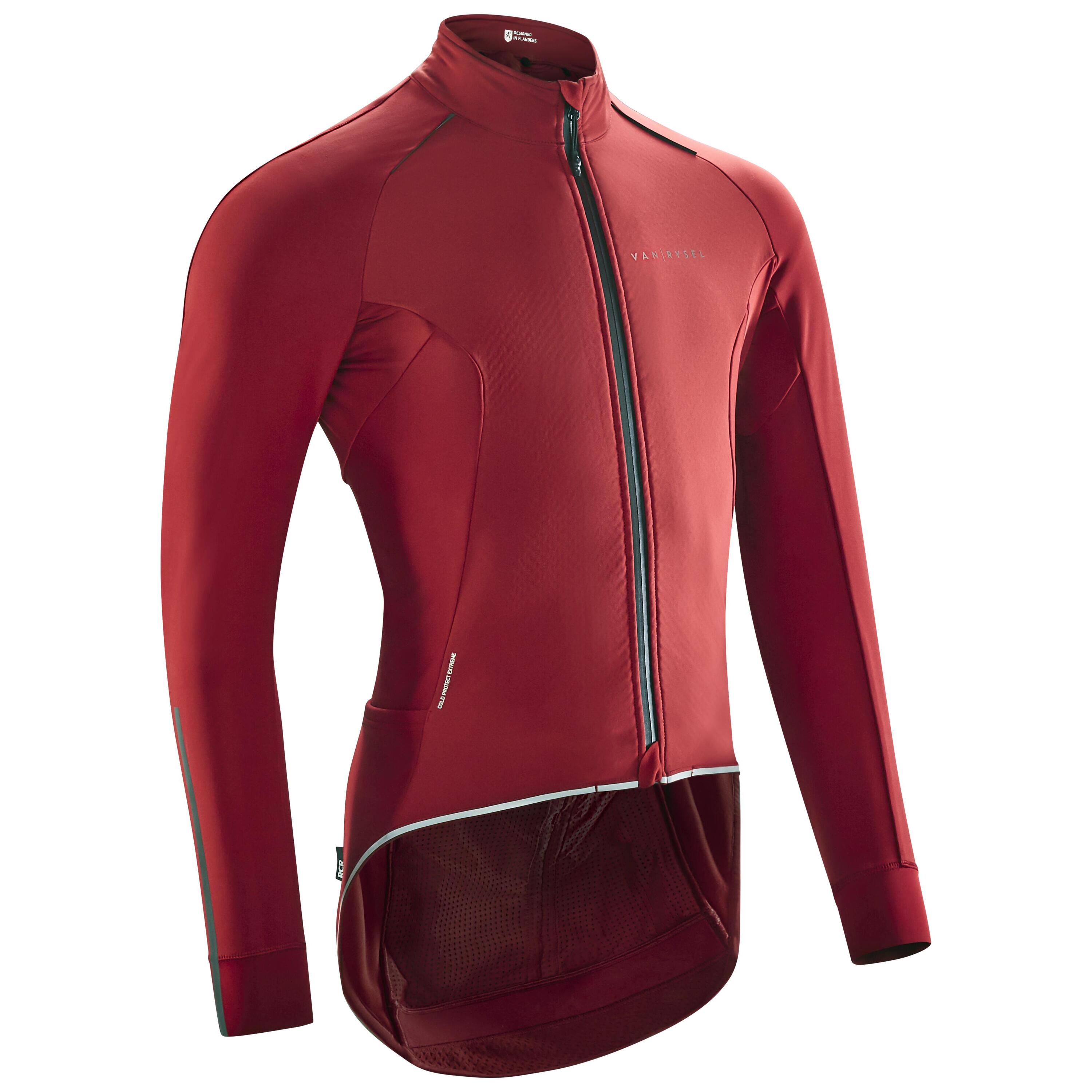 Men's Long-Sleeved Road Cycling Winter Jacket Racer Extreme - Burgundy 1/7