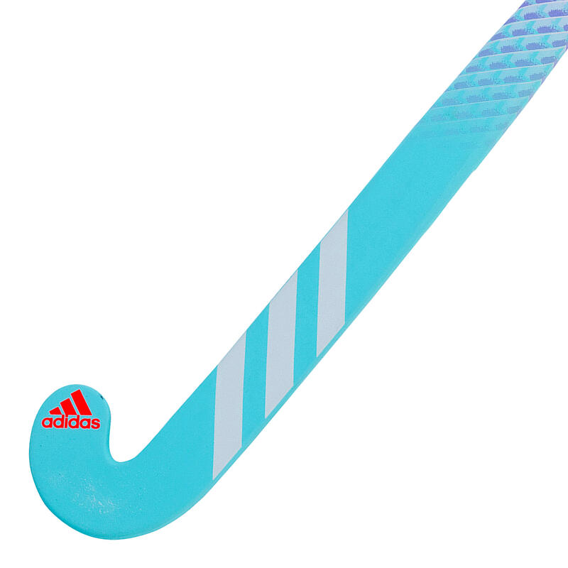 Stick de hockey ado fibre de verre mid bow Fabela 8. turquoise blanc