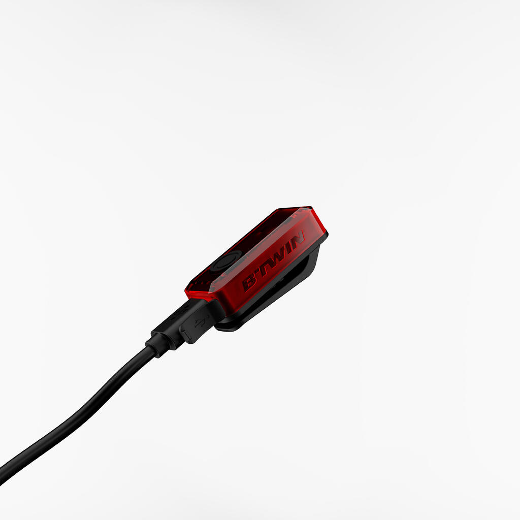 Luz trasera usb ciclismo 100 Elops	- negro