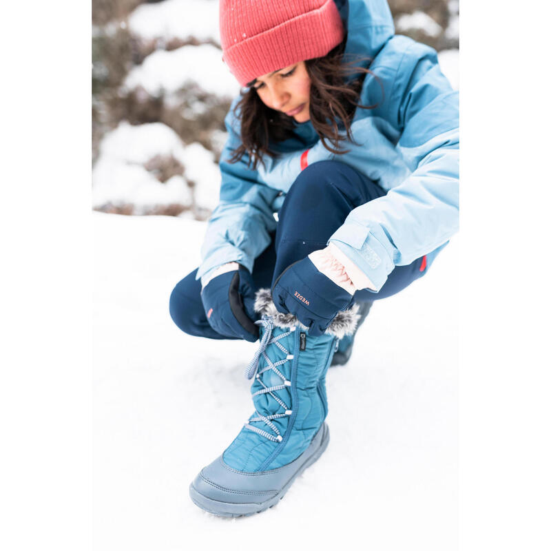 Schneestiefel Kinder Mädchen Gr. 30–38 warm wasserdicht Zip Wandern - SH500 blau