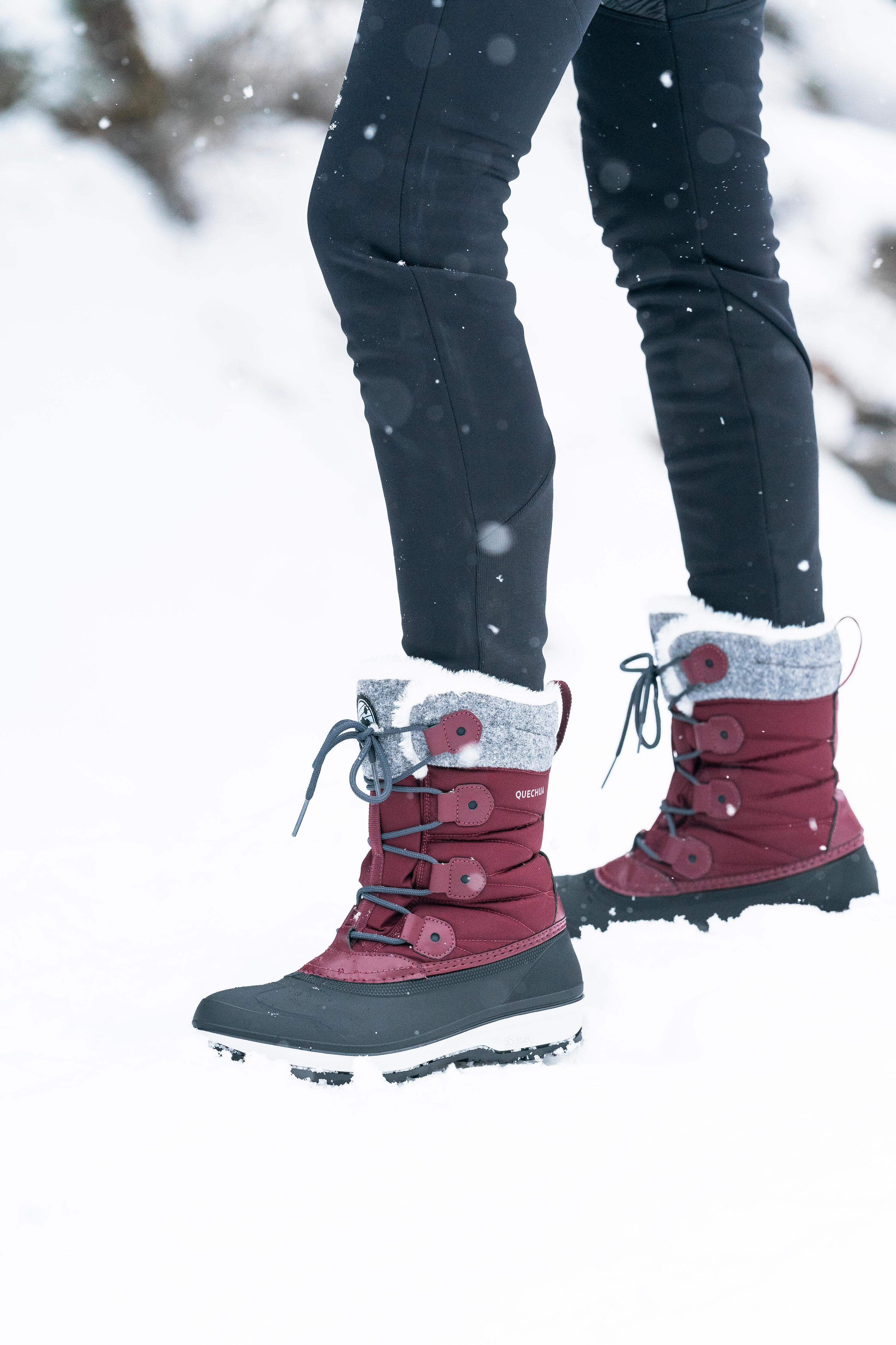 Warme waterdichte snowboots NH500 voor dames paars 12/19
