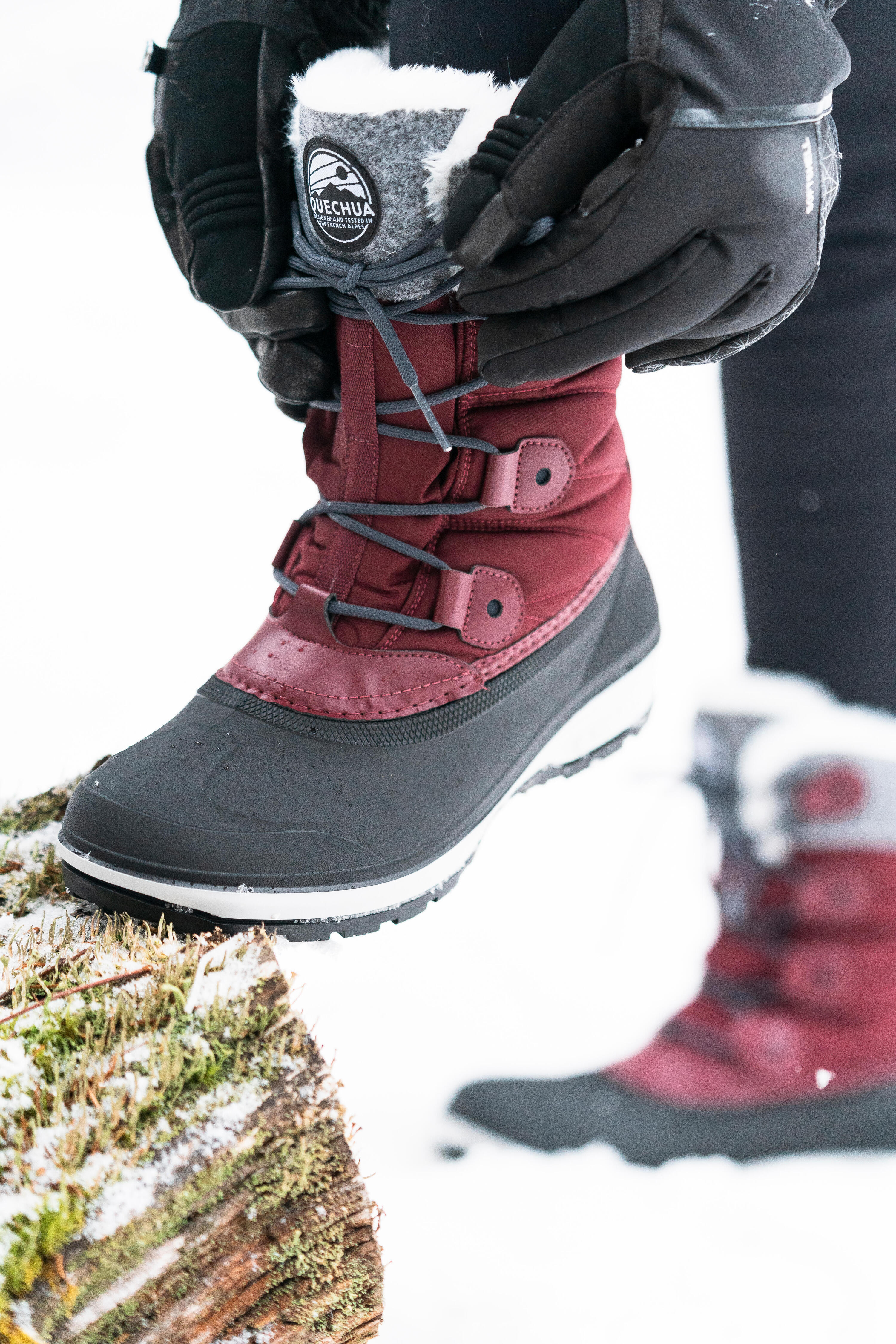 Warme waterdichte snowboots NH500 voor dames paars 10/19
