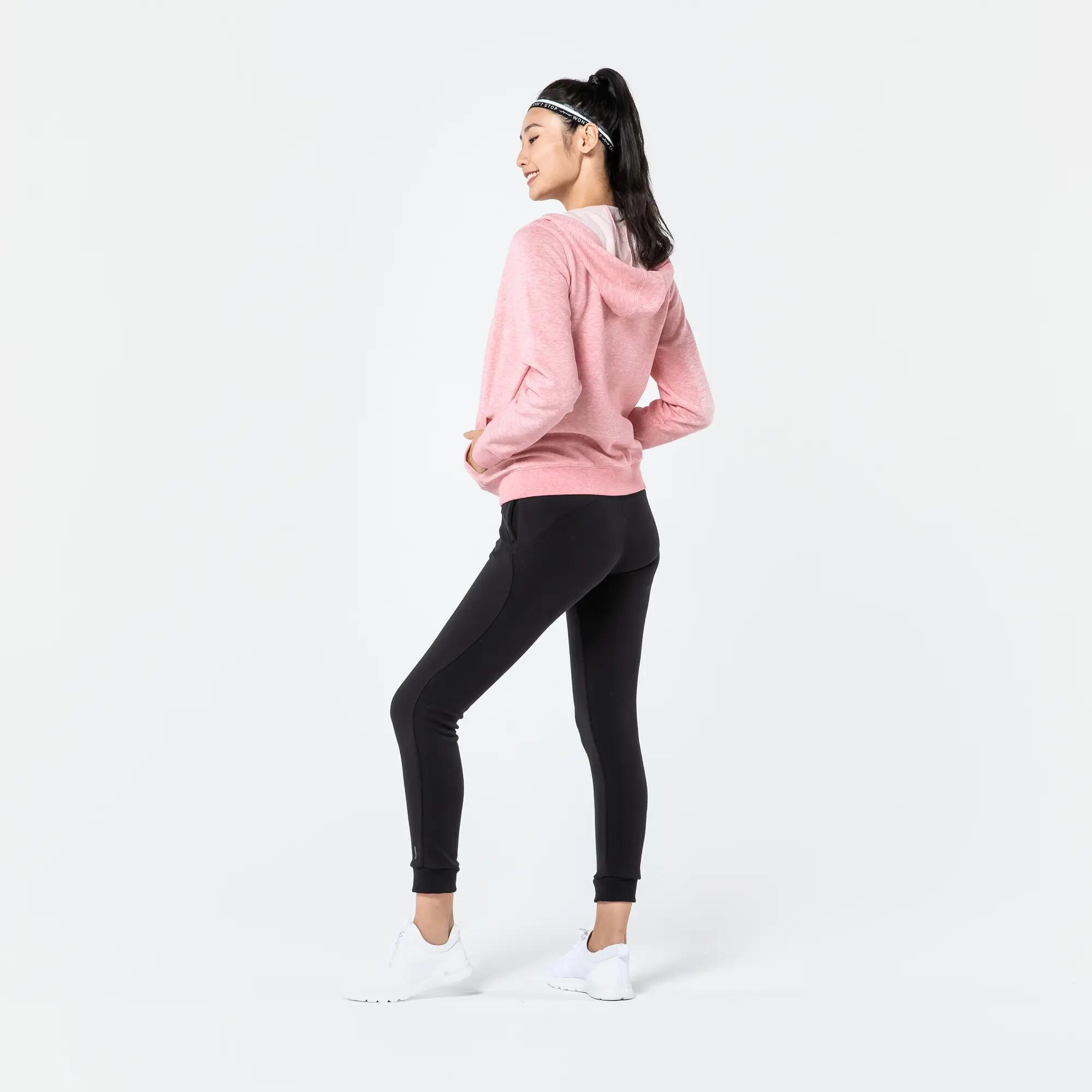 Women's Zip-Up Fitness Hoodie 500 - Pink 6/6