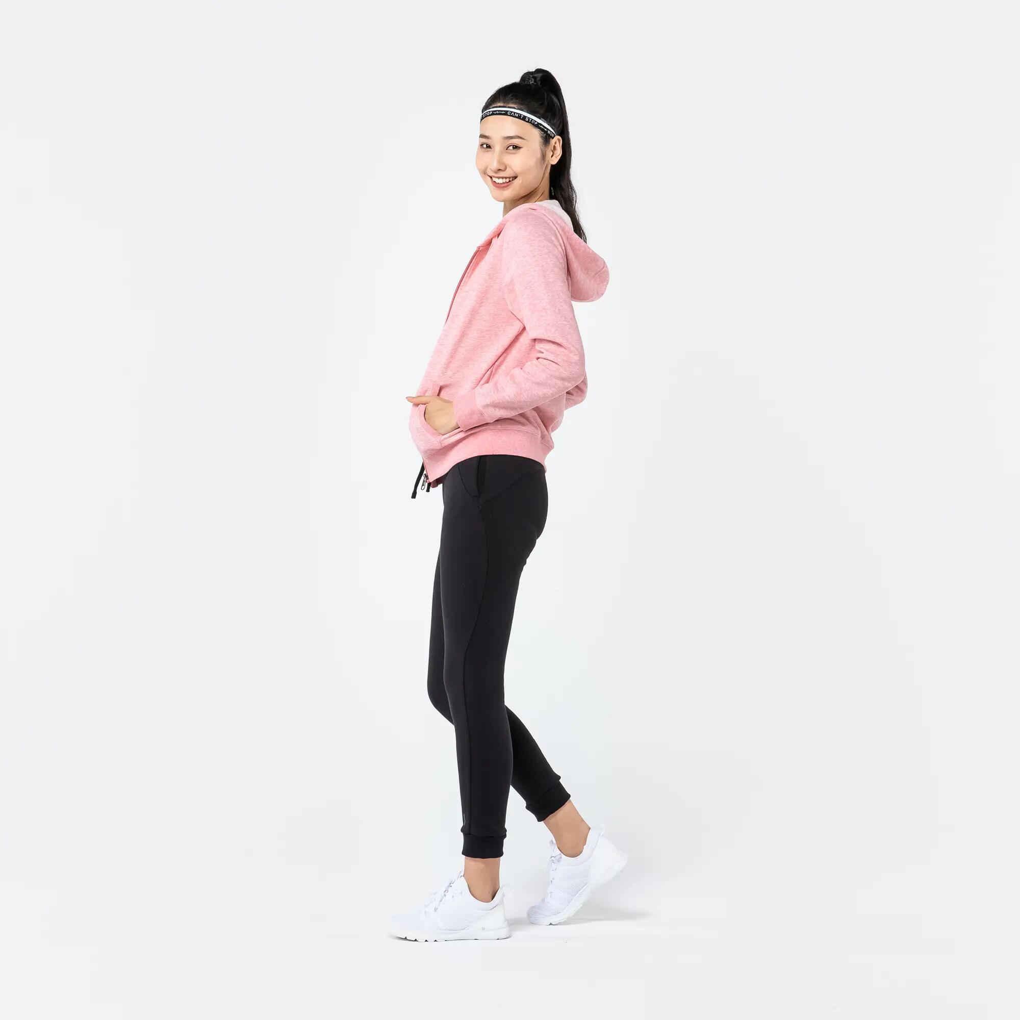 Women's Zip-Up Fitness Hoodie 500 - Pink 5/6