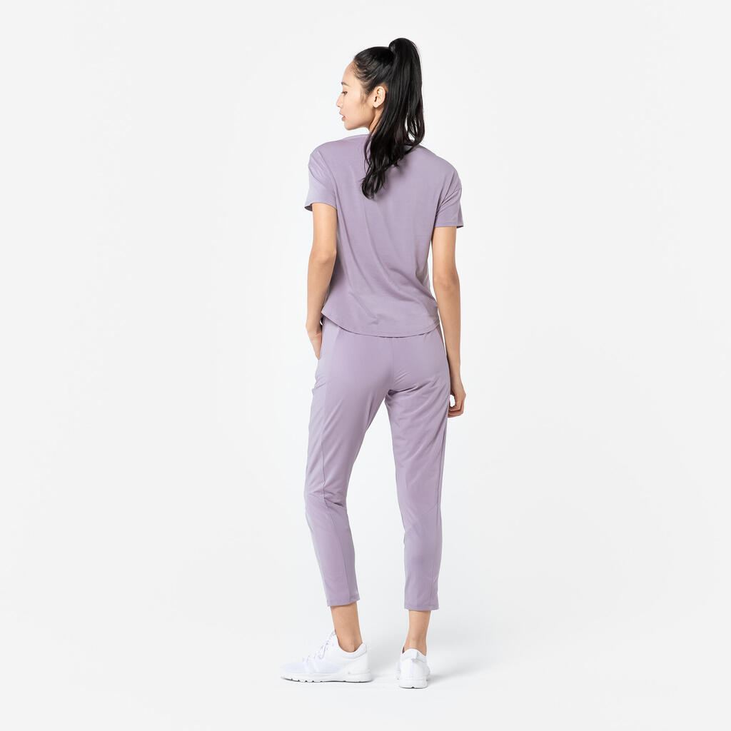 Pantalon jogging coupe carotte Fitness Cardio Femme Violet