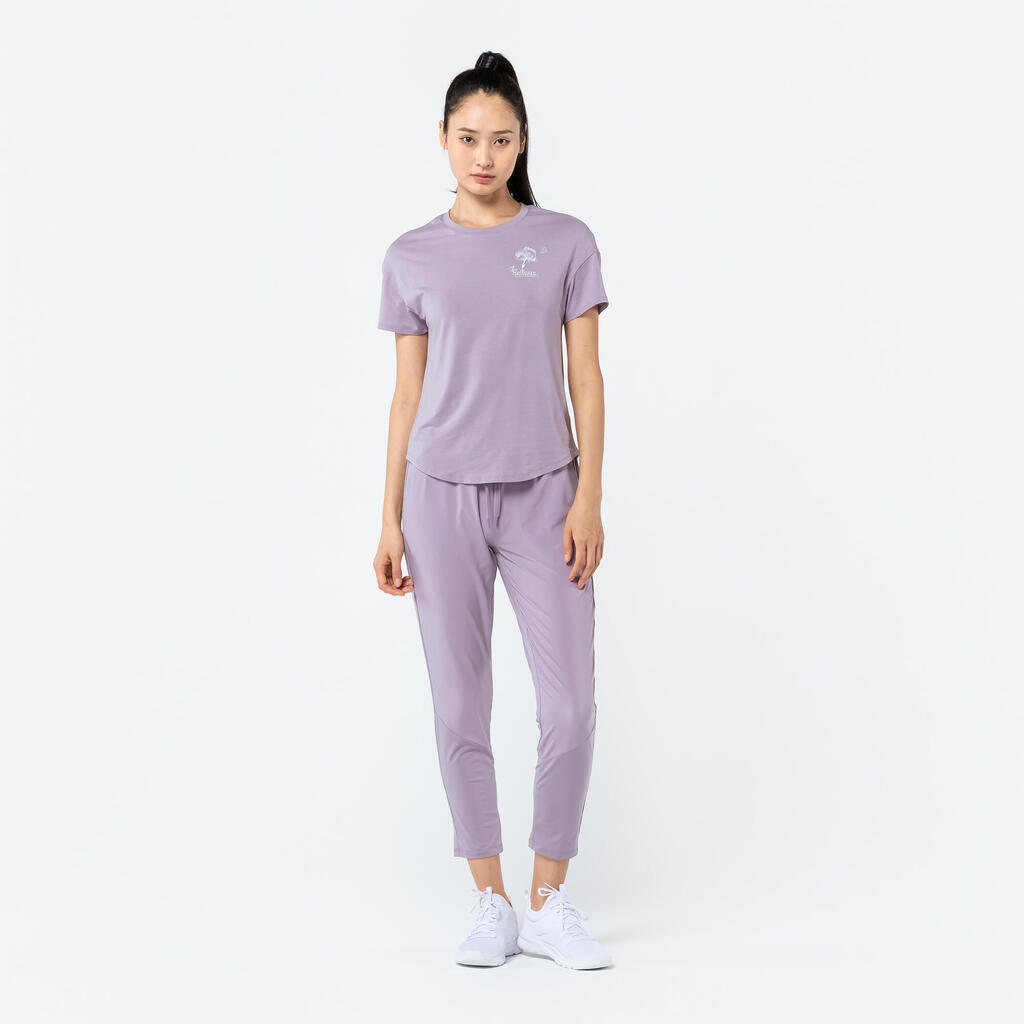 Pantalon jogging coupe carotte Fitness Cardio Femme Violet